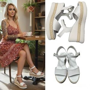 Nero Giardini Women’s Loira Bianco Medium Wedge Sandals Size 40/9.5